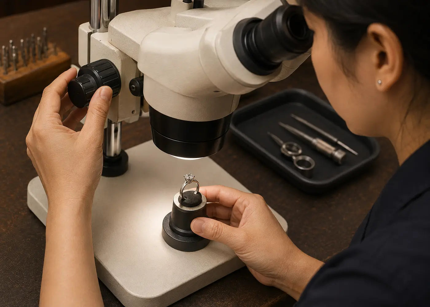 Jewelry inspection under magnification