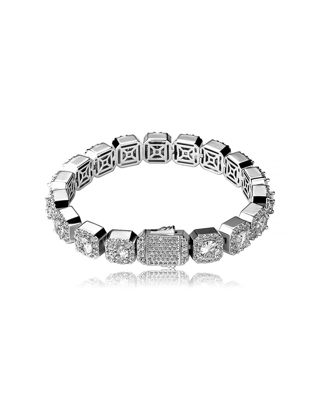 Iced Out Square Halo CZ Tennis Bracelet Copper