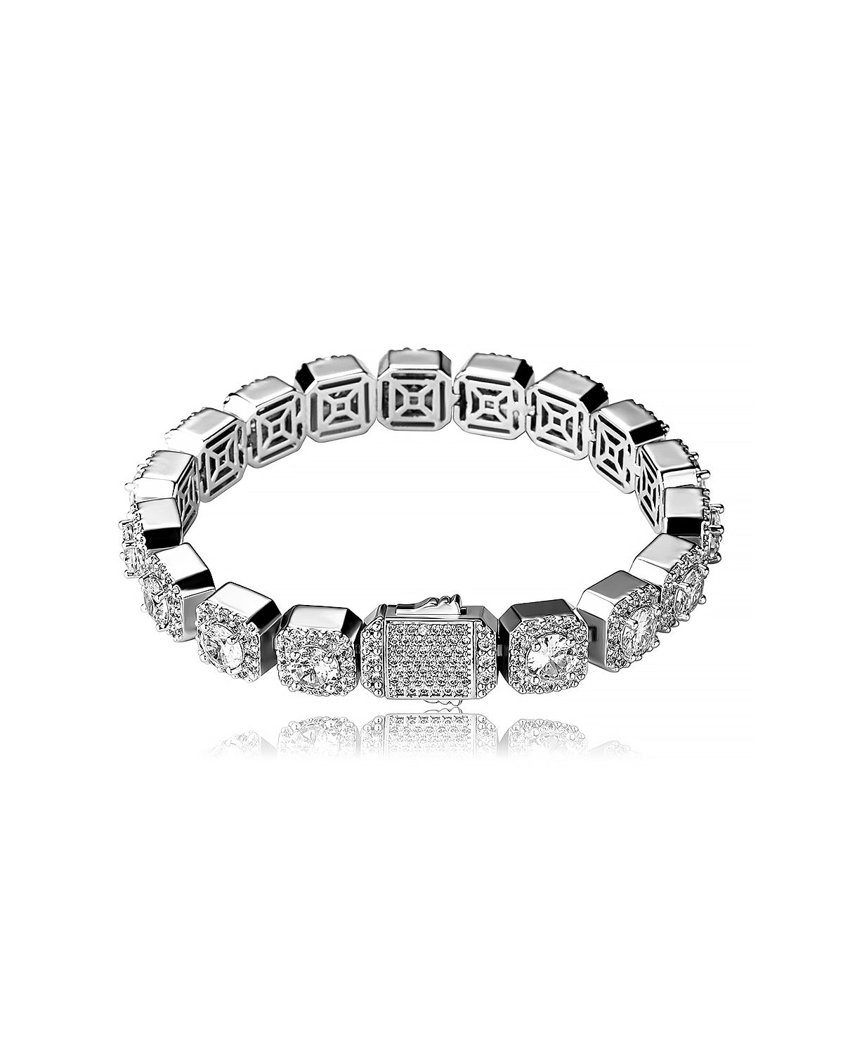 Iced Out Square Halo CZ Tennis Bracelet Copper