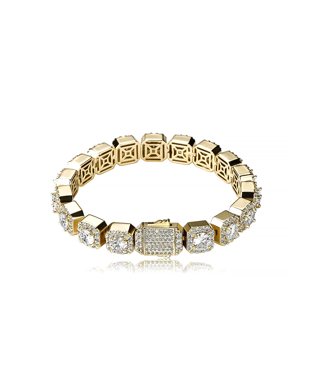 Iced Out Square Halo CZ Tennis Bracelet Copper