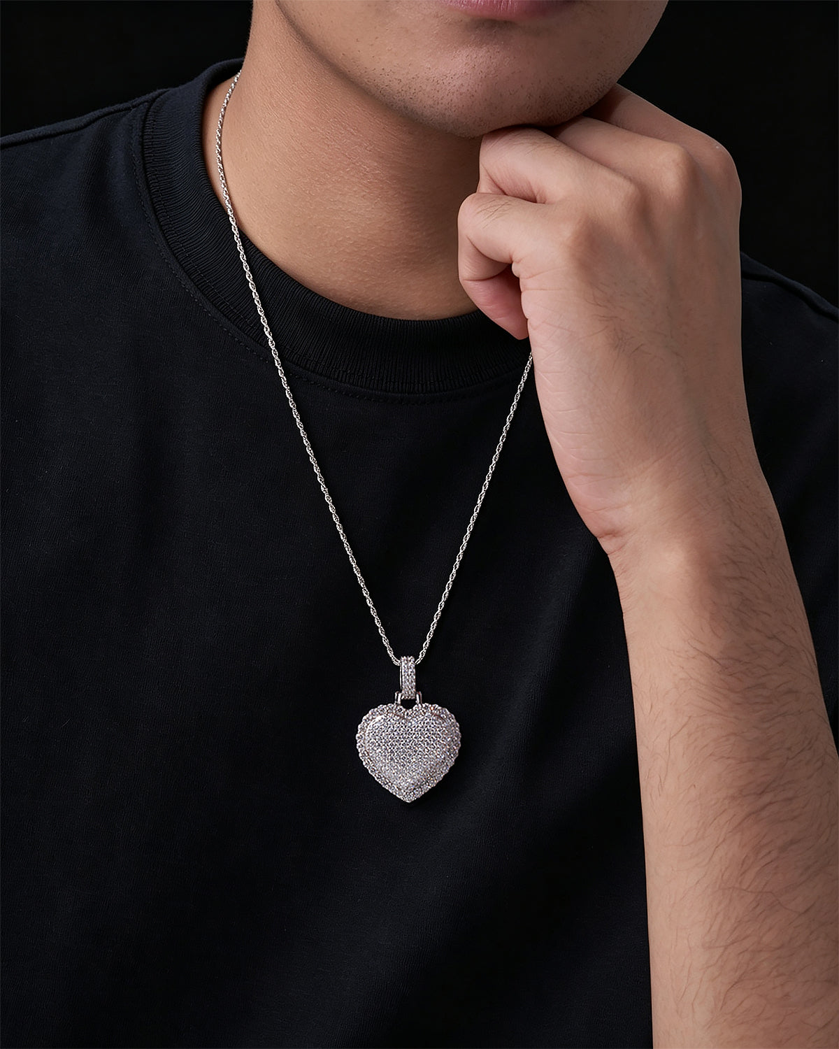 Iced Out Moissanite Heart Pendant Necklace S925 Silver