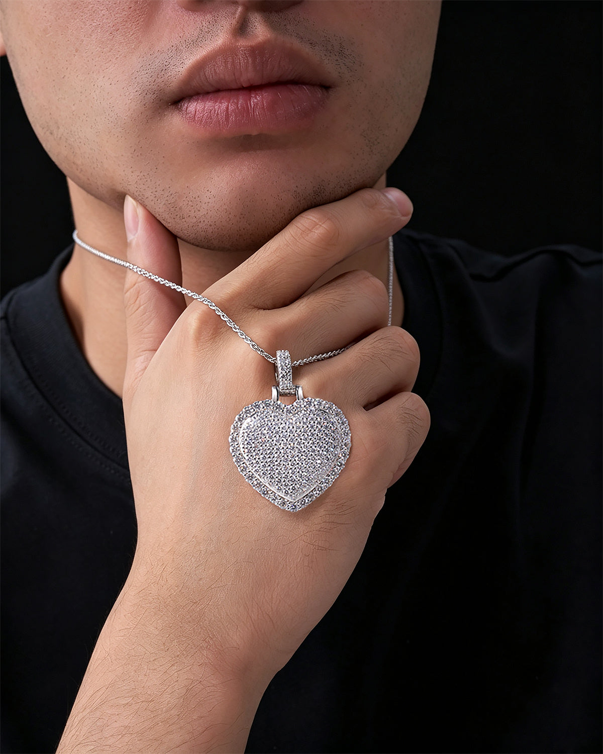 Iced Out Moissanite Heart Pendant Necklace S925 Silver