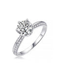 Classic Moissanite Solitaire Ring with Pavé Band