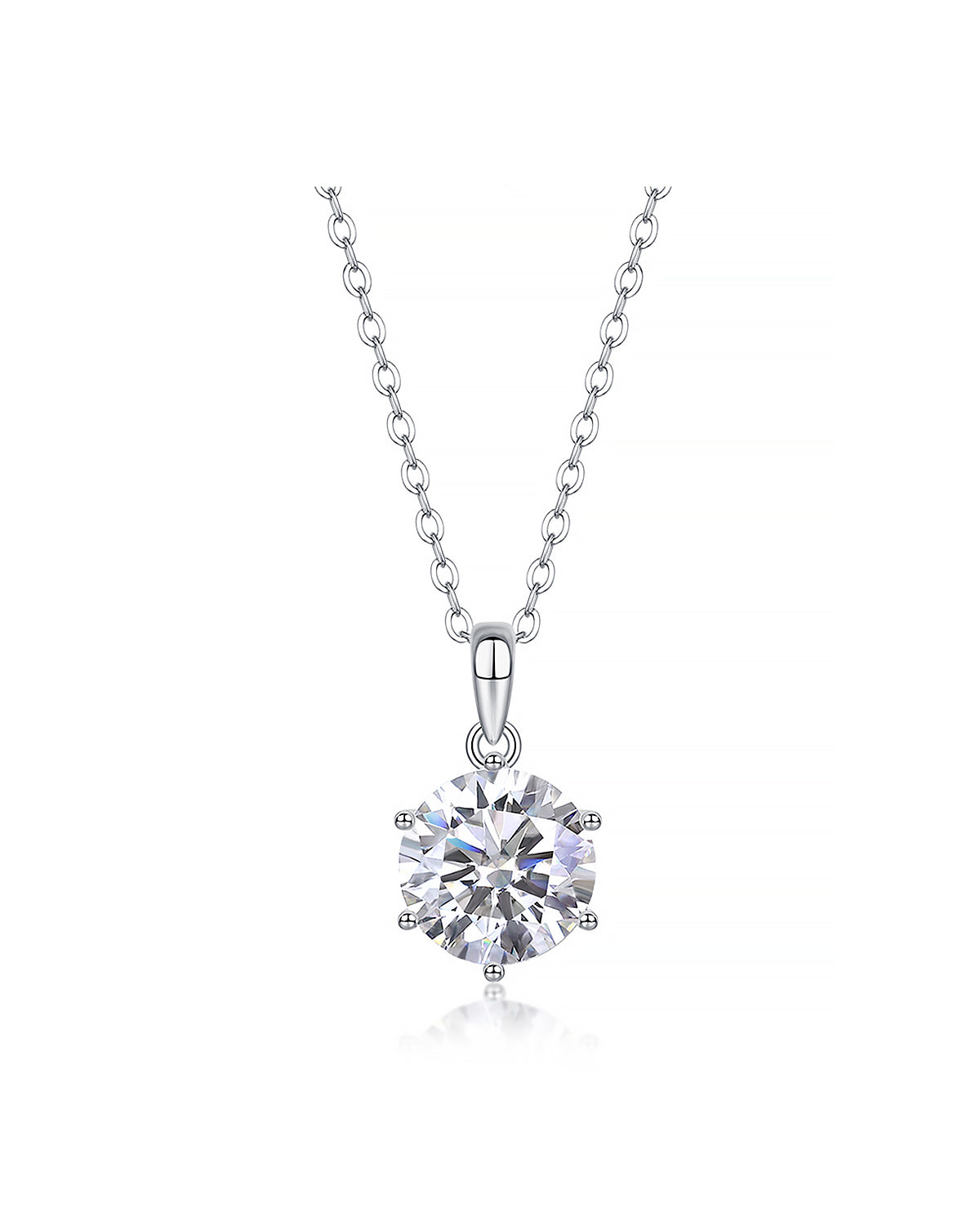 Classic Moissanite Solitaire Pendant Necklace S925 Silver