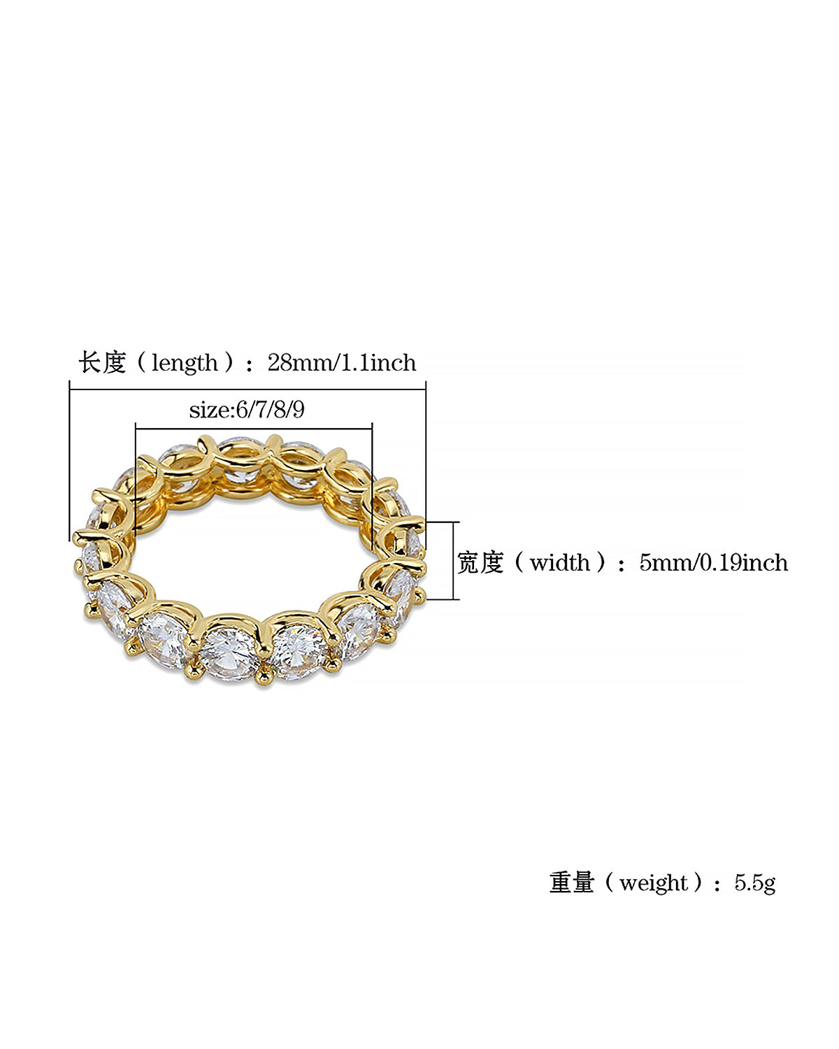 Cubic Zirconia Heart Eternity Band Ring