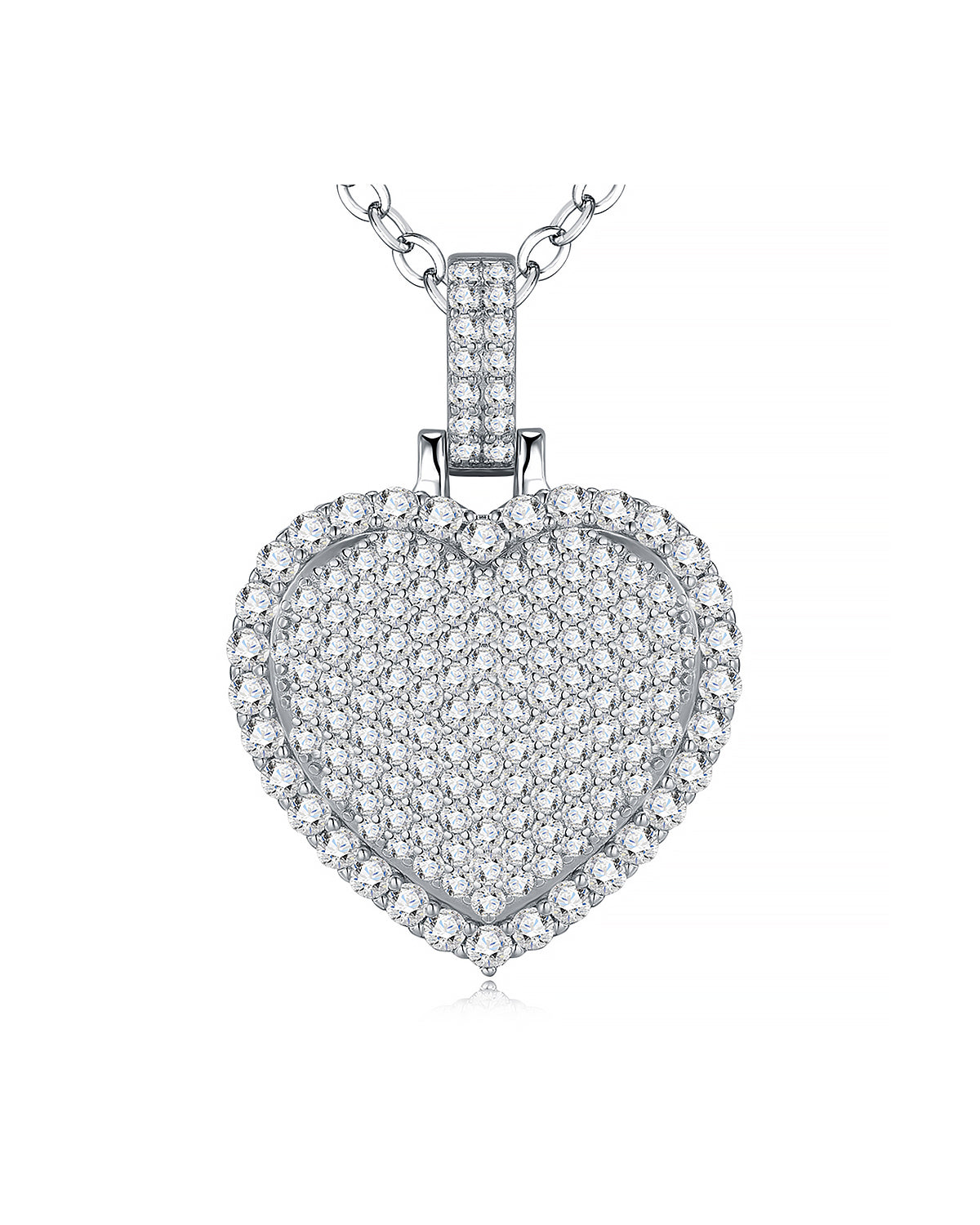 Iced Out Moissanite Heart Pendant Necklace S925 Silver