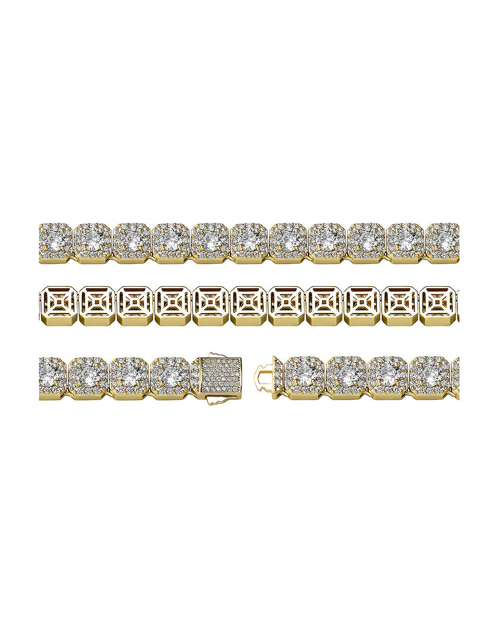 Iced Out Square Halo CZ Tennis Bracelet Copper