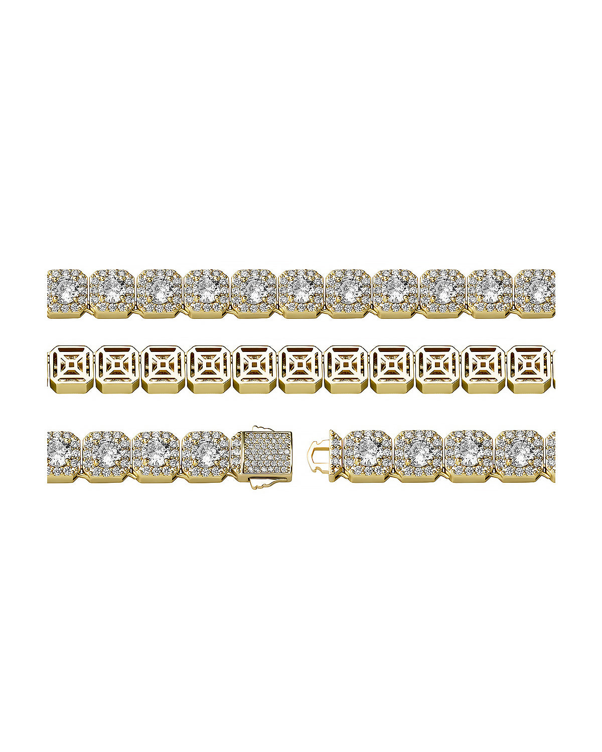Iced Out Square Halo CZ Tennis Bracelet Copper