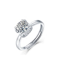 Square Halo Moissanite Engagement Ring - 925 Sterling Silver