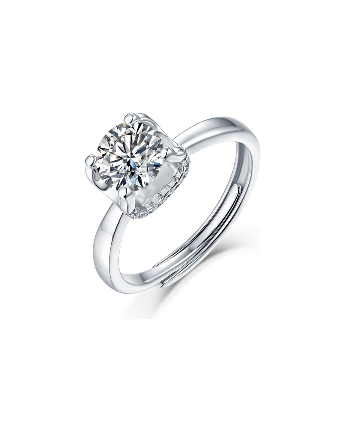Square Halo Moissanite Engagement Ring - 925 Sterling Silver