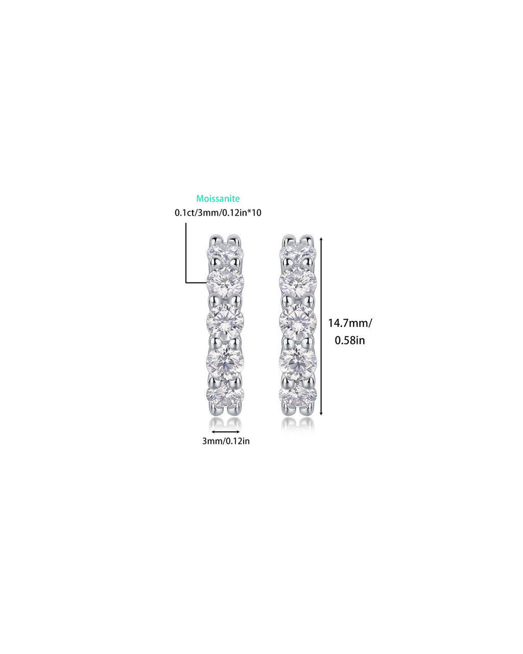 925 Sterling Silver Moissanite Earrings - E13006