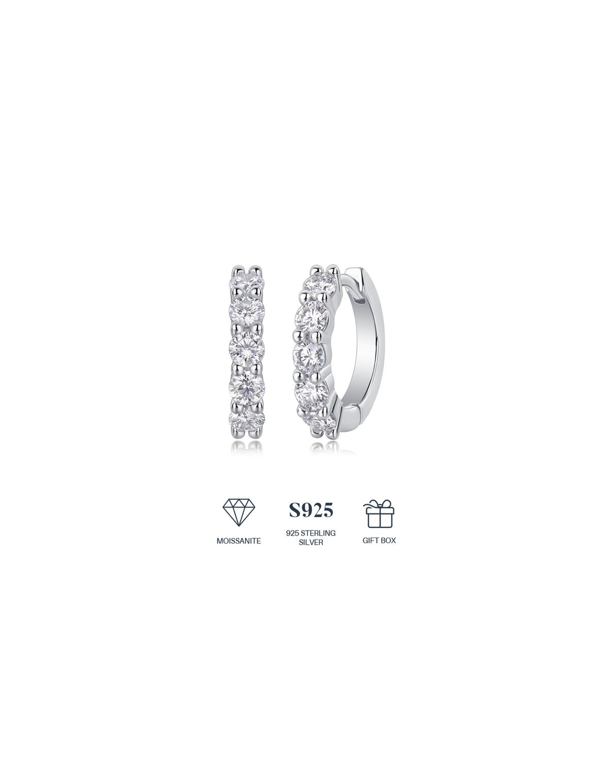 925 Sterling Silver Moissanite Earrings - E13006