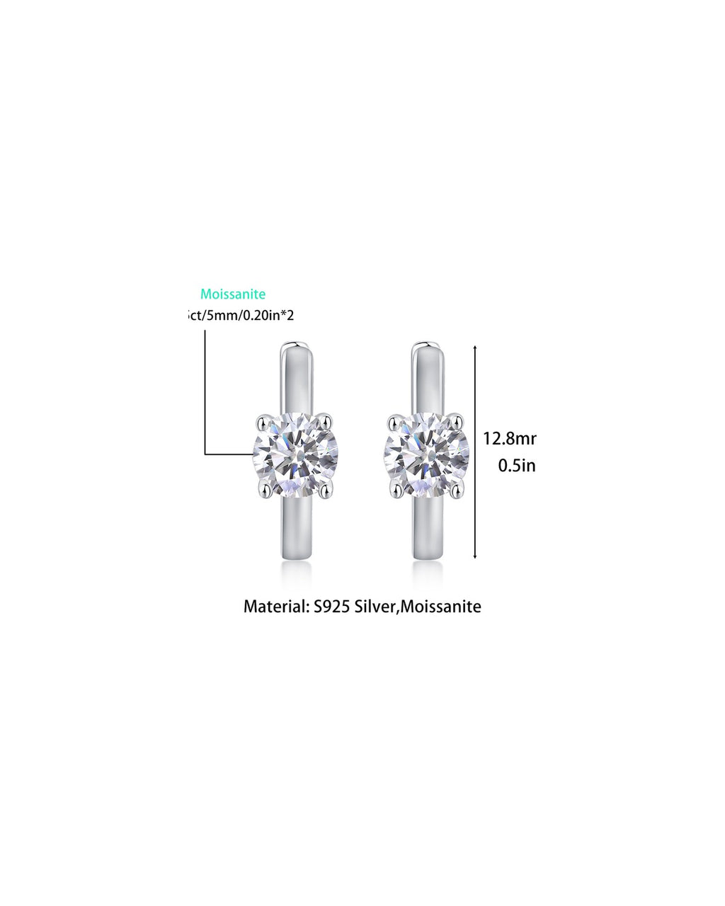 925 Sterling Silver Moissanite Earrings - E13118