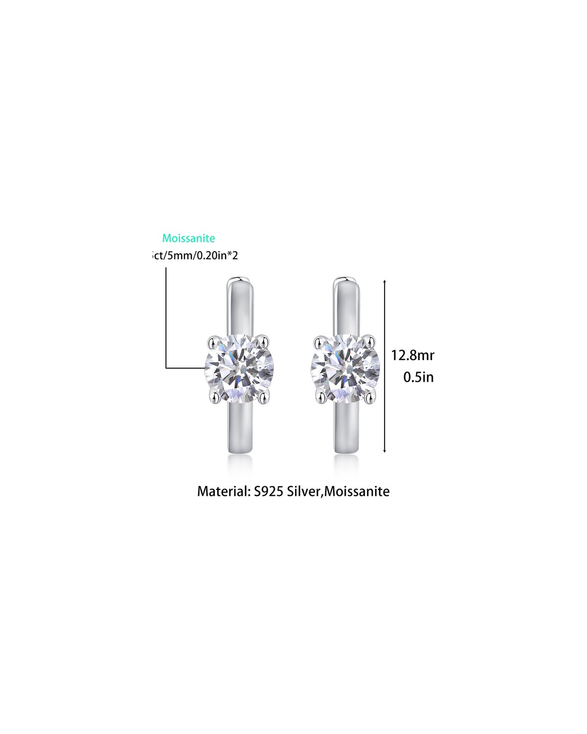 925 Sterling Silver Moissanite Earrings - E13118