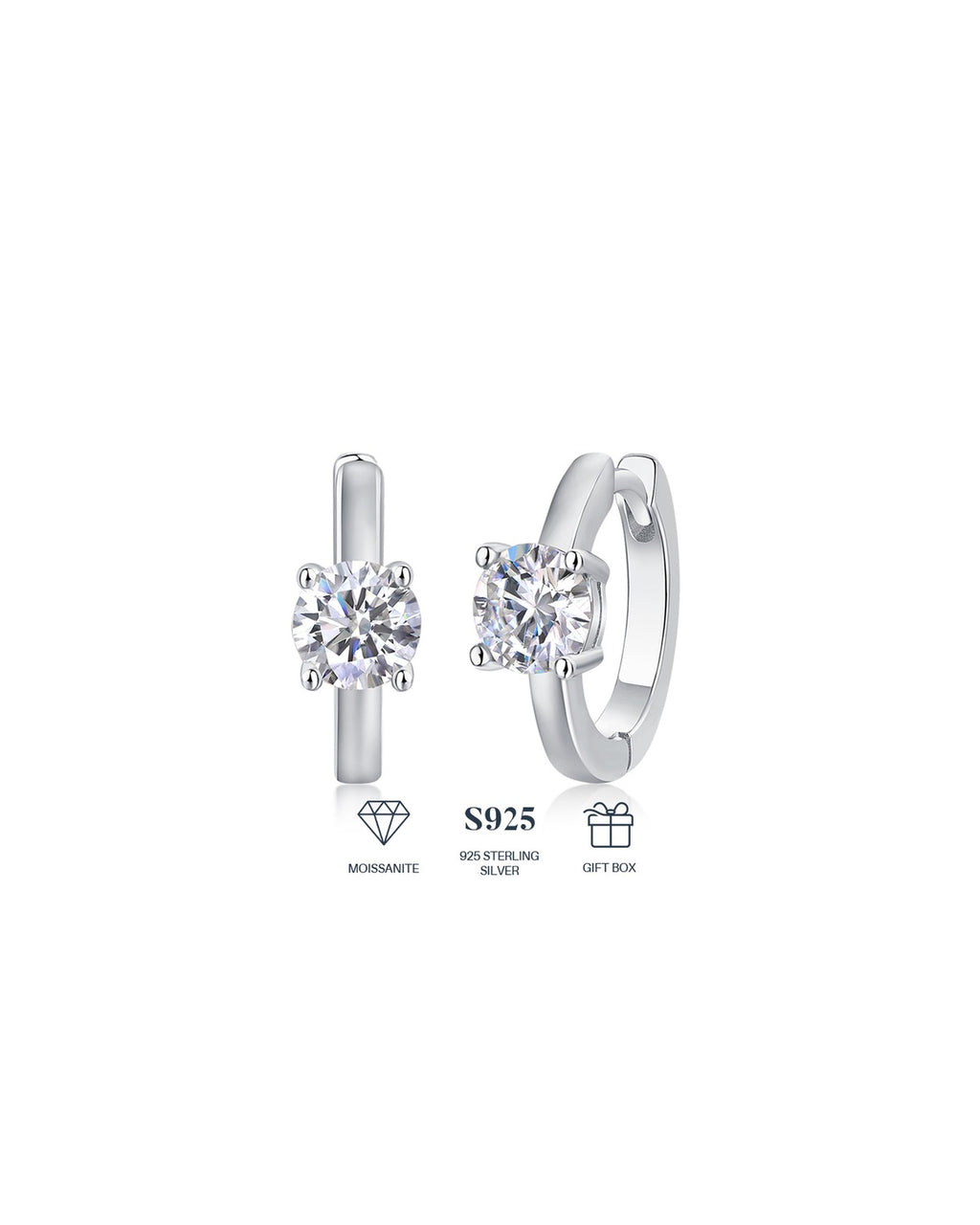 925 Sterling Silver Moissanite Earrings - E13118
