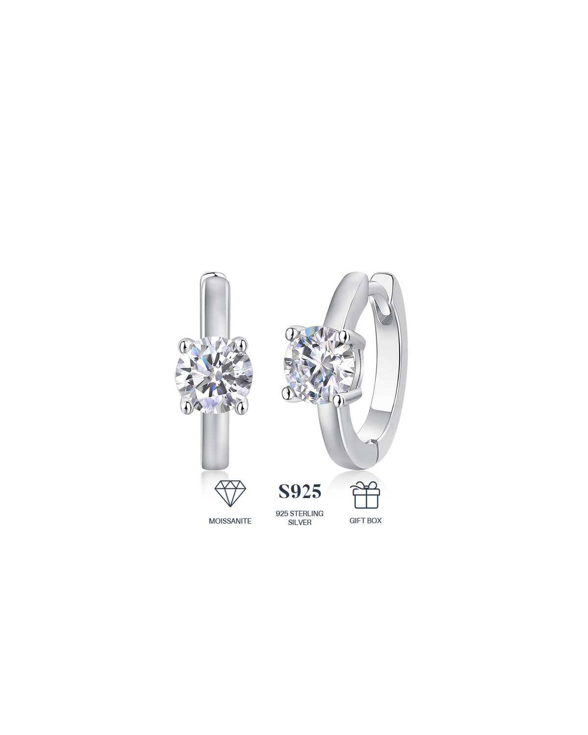 925 Sterling Silver Moissanite Earrings - E13118