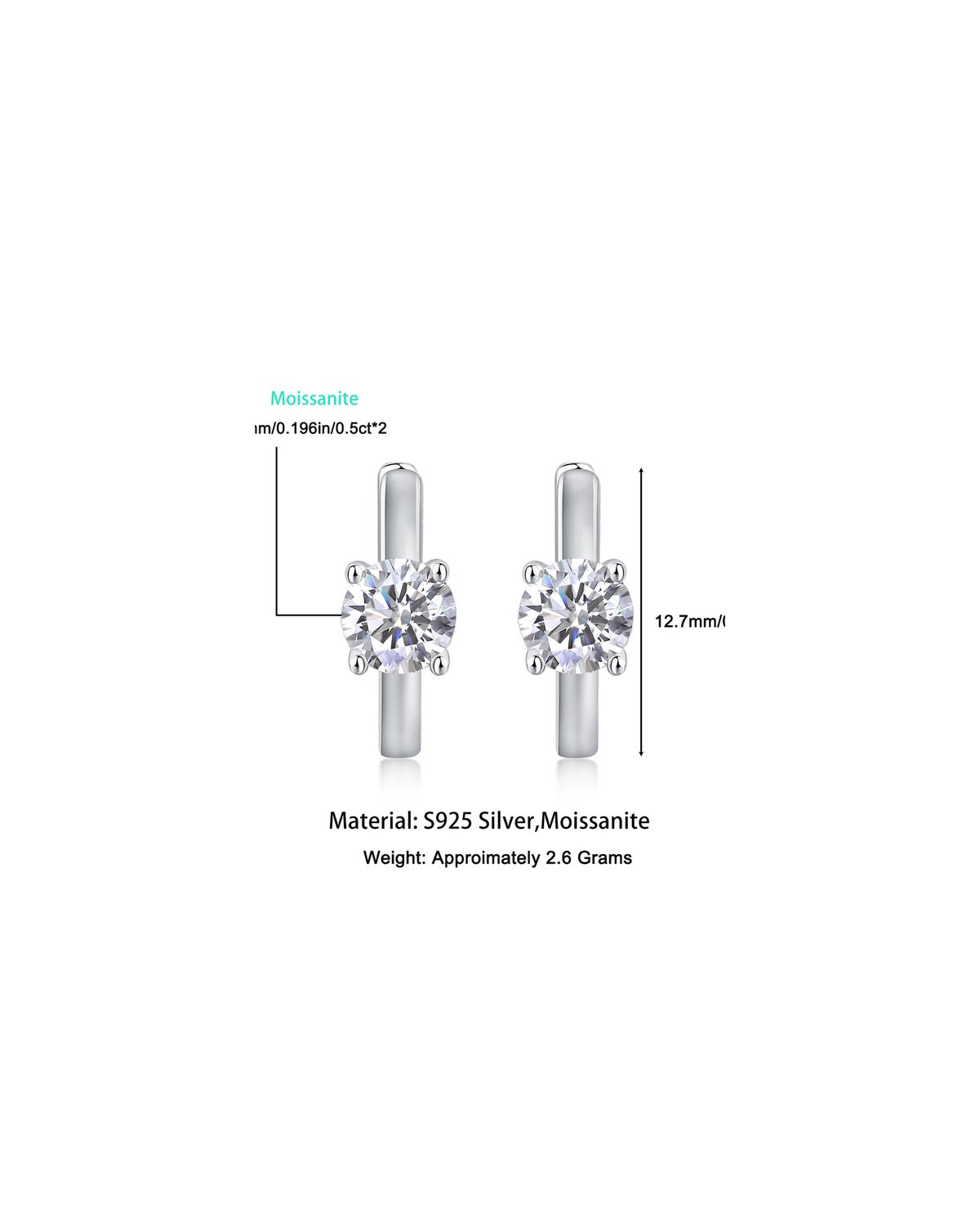 925 Sterling Silver Moissanite Earrings - E13118