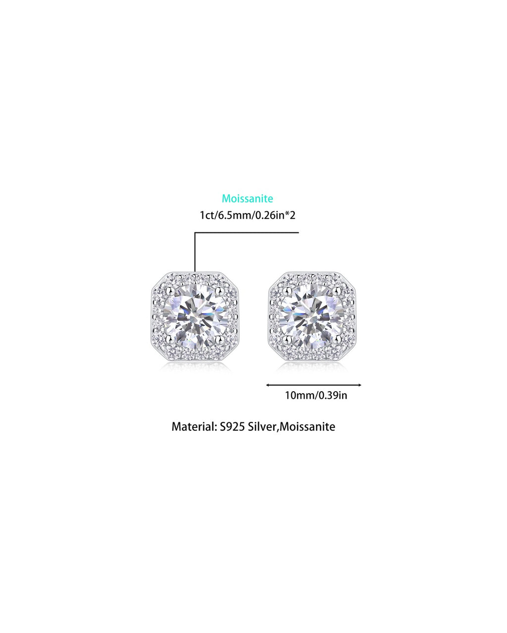 925 Sterling Silver Moissanite Earrings - E13158