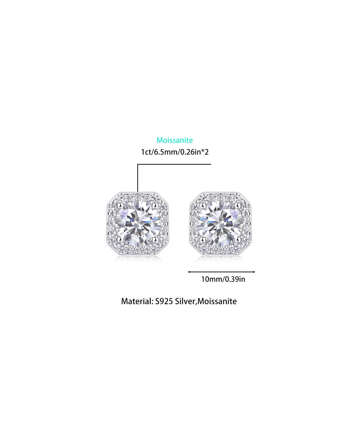 925 Sterling Silver Moissanite Earrings - E13158
