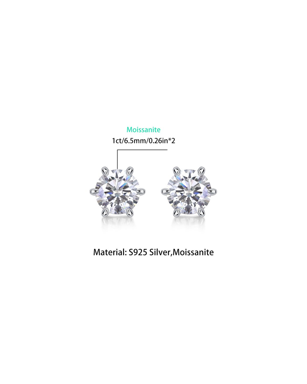 925 Sterling Silver Moissanite Earrings - E13161