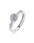 Classic 6-Prong Moissanite Solitaire Ring with Channel Pavé Band