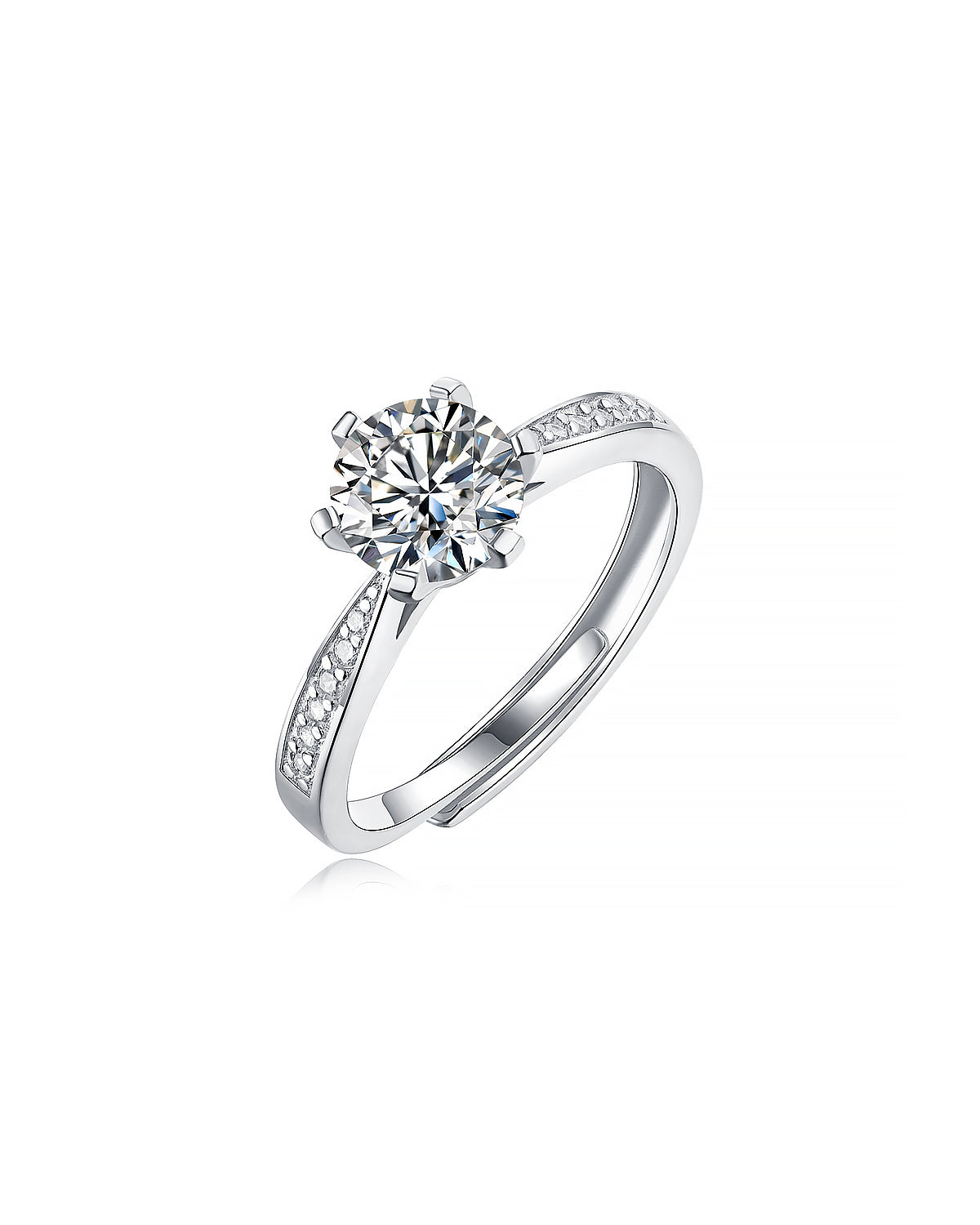 Side Angle View of 6-Prong Moissanite Adjustable Ring